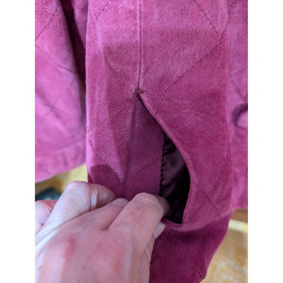 Pink Suede Leather Quilted Jacket Chicos Size 2 (Women's Size 12) - Picture 4 of 7